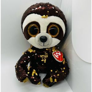 NWT TY Dangler Sloth Flippable 9” Reversible sequins Stuffed Animal